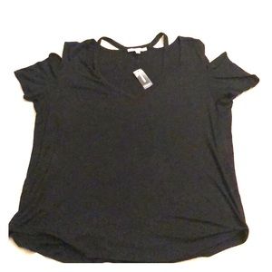 Black cutout T-shirt